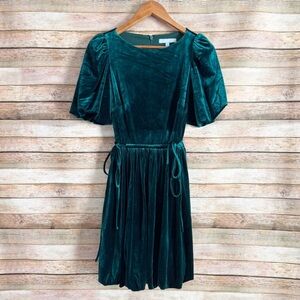 Nicola Bathie X Antonio Melani Green Velvet Julianna Bubble Mini Dress Size 2